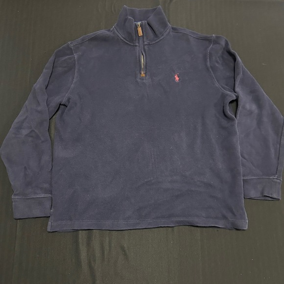 Polo Ralph Lauren Other - Polo Ralph Lauren Mens Navy Blue Ribbed Quarter Zip Pullover Sweater Large